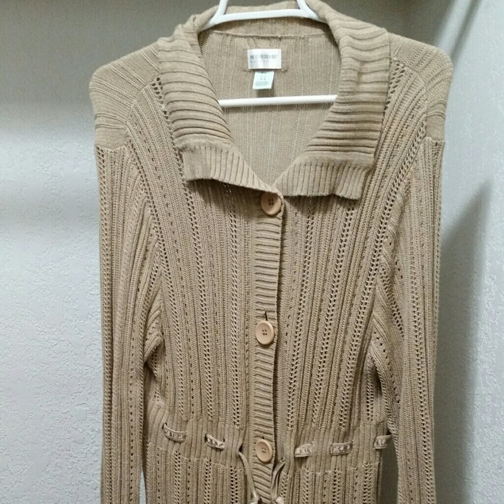 Long tan button up sweater